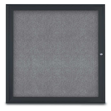 United Visual Products Sliding Door Indoor Enclosed Corkboard, 9 UV9030ACS-SATIN-BLACK